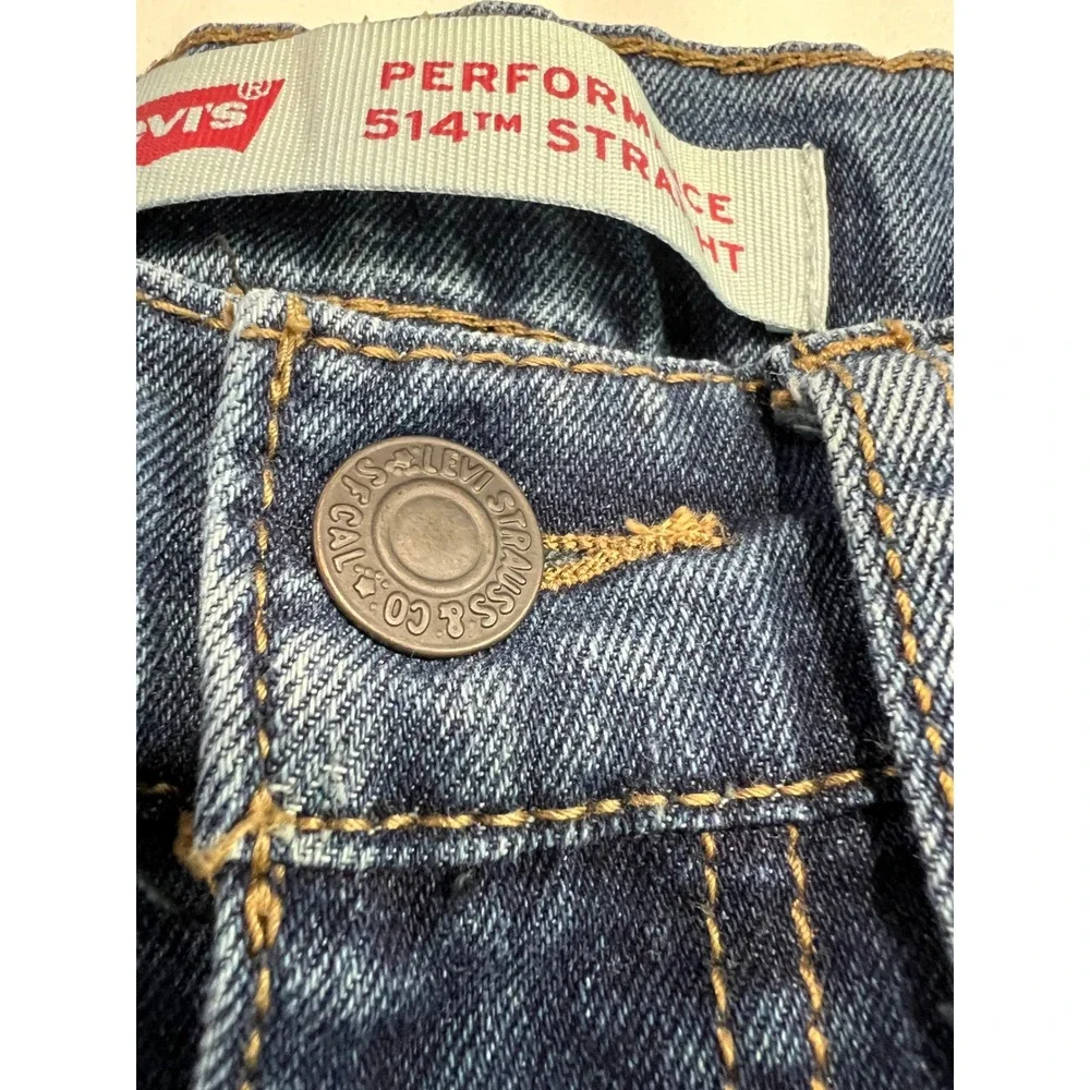 Levis 514 Boys‎ Straight Leg Performance Jeans Medium Wash Blue Size 8 Reg D22